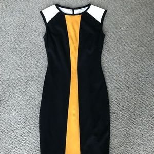 Cache black and gold business cocktail dress
